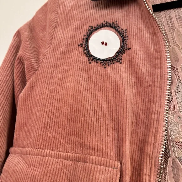 Corduroy Bomber Jacket in Pink and Gray - Picture 5 of 7